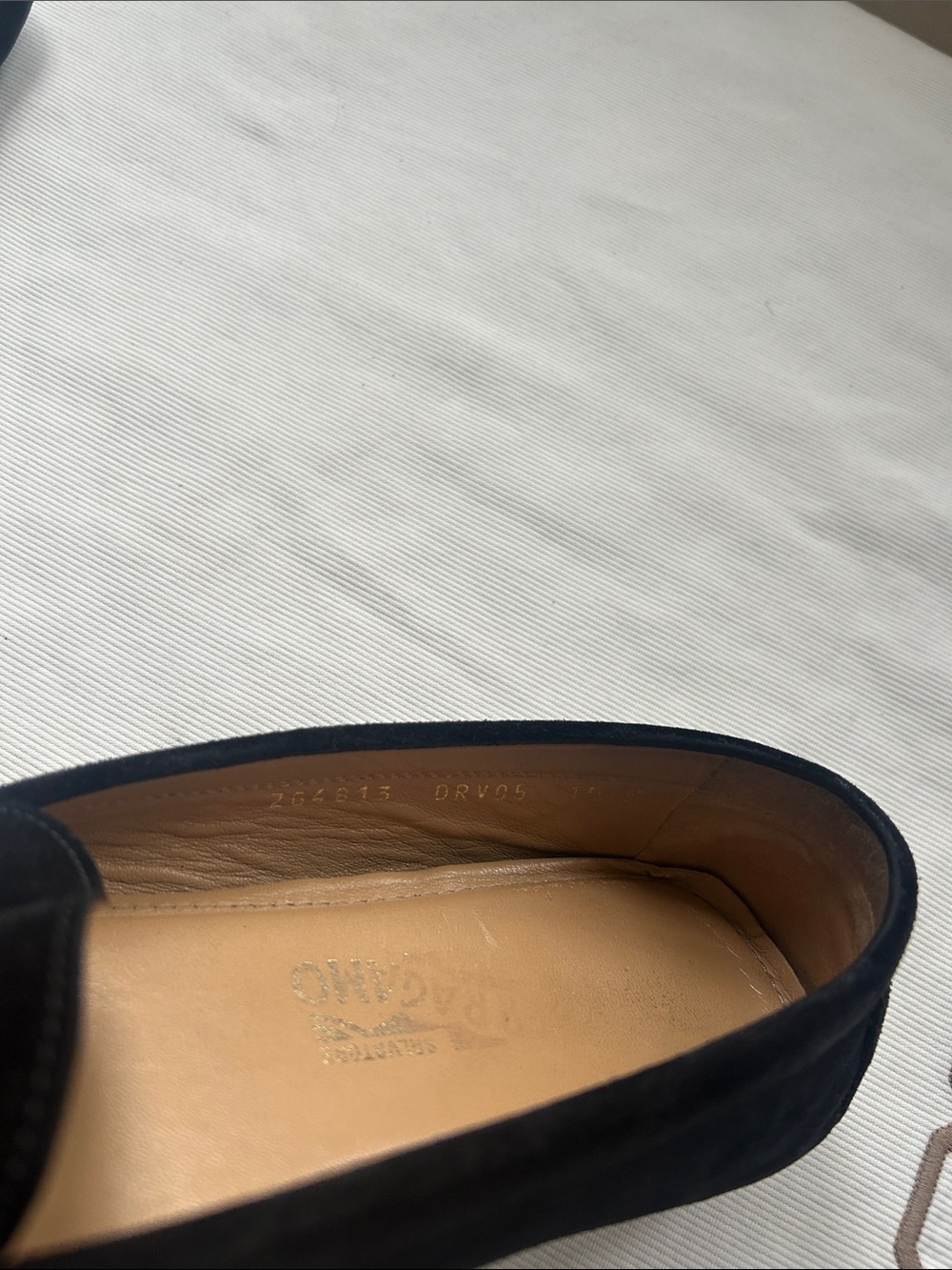 Salvatore Ferragamo Black Suede Drivers Loafers with Gold Gancini Hardware 10 M - Picture 8 of 8